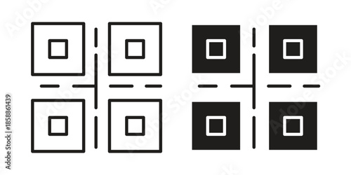QR code icons set in multiple style collection