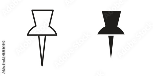 Push pin icons set in multiple style collection