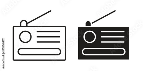 Radio icons set in multiple style collection