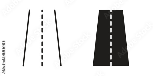 Road icons set in multiple style collection
