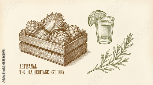 Celebrating artisanal tequila heritage with crafted agave and a refreshing shot glass