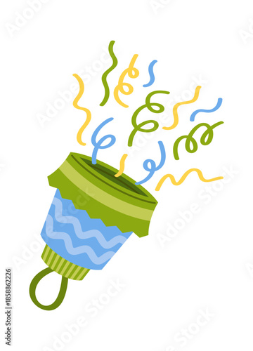 Party popper colorful confetti burst