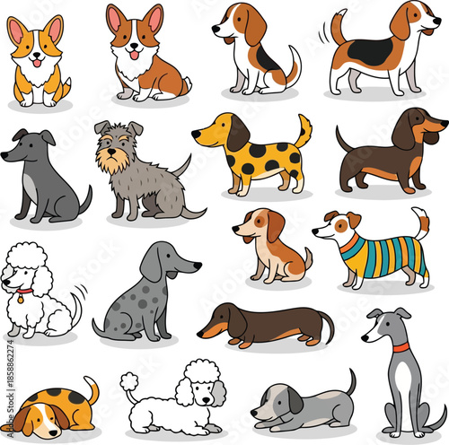 Variety of cartoon dogs