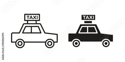 Taxi icons set in multiple style collection