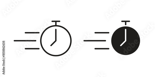 Time fast icons set in multiple style collection