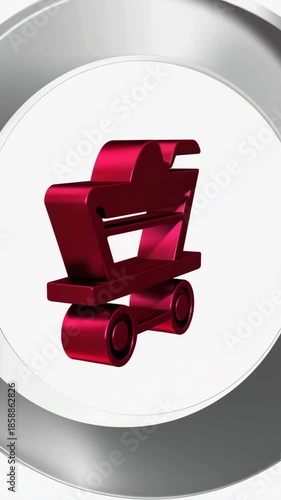 3d shopping cart icon spins over bright white backdrop for commercial success and seamless online retail