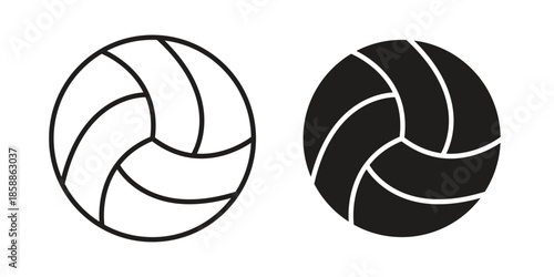 Volley ball icons set in multiple style collection