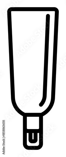 This sleek black and white line icon of a cosmetic tube represents skincare, beauty, and health. A versatile vector design perfect for UI, packaging, and digital branding projects today.