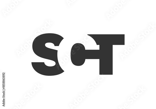 SCT logo design. Initial letter S C T bold font style for tech startups, consulting, corporate branding. Creative company name, headlines typography identity, trendy logotype.