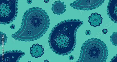 Paisley paper in plant growth. Decorative pretty a calm herbal. Linen horizontal of picture graphic.