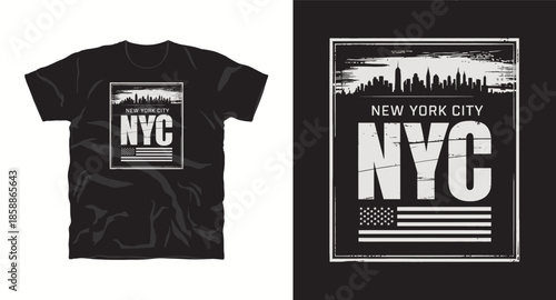 New york city skyline graphic for distressed t shirt design