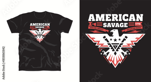 American savage eagle symbol with give me liberty or death text