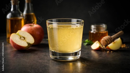 Refreshing Apple Cider Vinegar Drink with Honey and Fresh Apples