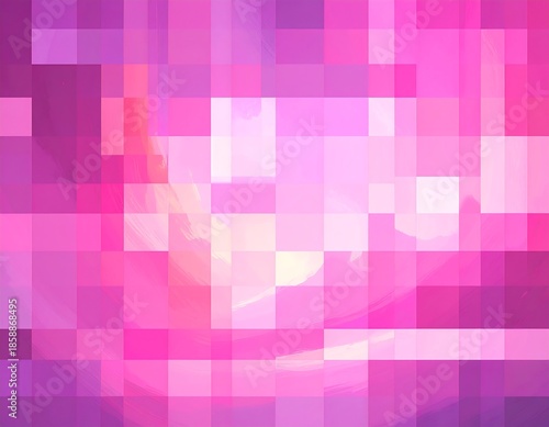 Abstract pixelated pattern of swirling pinks and purples