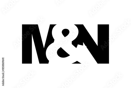 MN logo design in bold style. Black white identity symbol. Modern typography emblem. Corporate branding icon.