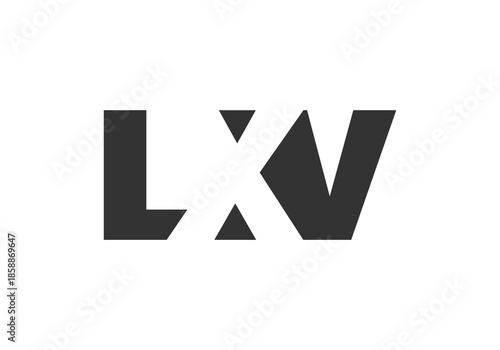 LXV logo design. Initial letter L X V bold font style for tech startups, consulting, corporate branding. Creative company name, headlines typography identity, trendy logotype.