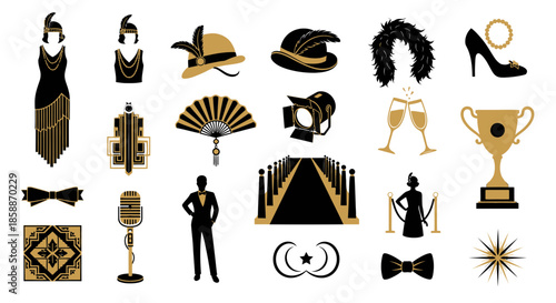 Art Deco Inspired Silhouettes for a Vintage Fashion Show Achievement. transparent.svg.