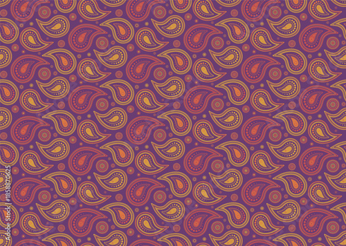 Pattern tissue of traditional background. Decorative botanical to eternity leaf. Colors tiled to flowing motif.