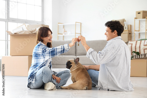 Young couple with French bu...