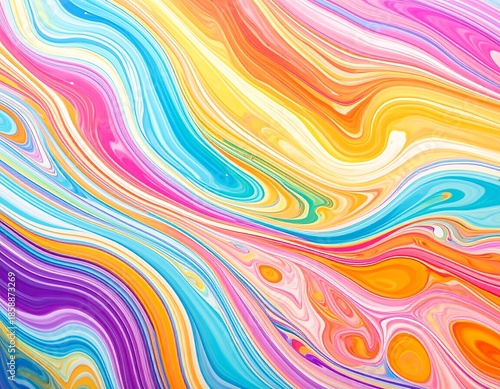 Abstract vibrant liquid paint swirls