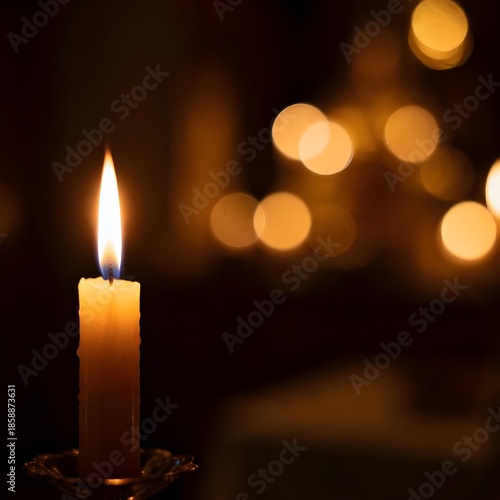 Wallpaper Mural Warm Glow of a Single Candle in Darkness Torontodigital.ca