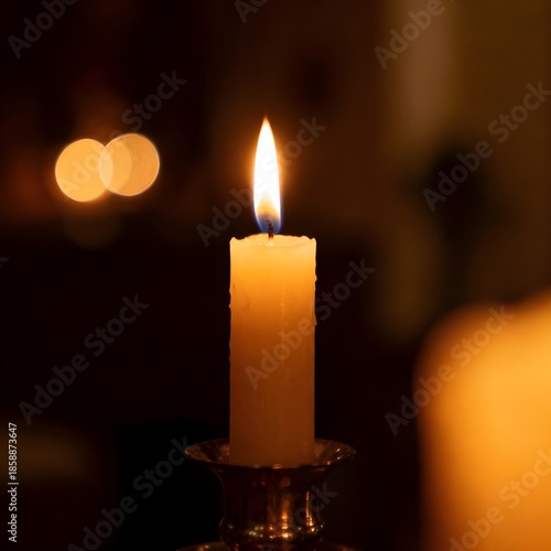 Wallpaper Mural Warm Glow of a Single Candle in Darkness Torontodigital.ca