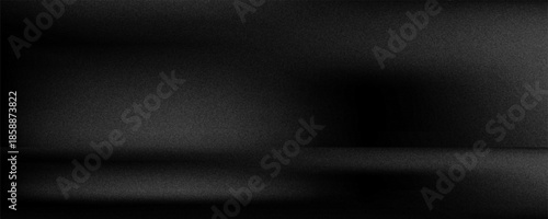 Empty black studio bg with limbo for product show. 3d render of room podium background with floor and wall.