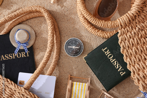 Bags with passports and bea...