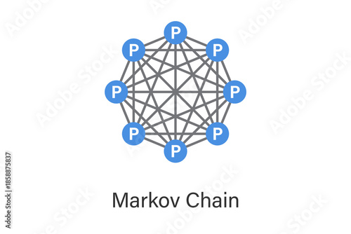 Markov chain concept illustration showing states and probabilistic transitions, representing stochastic processes, prediction modeling, AI simulations, and sequence-based decision systems
