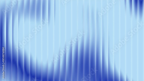 Ribbed glass background with refraction effect. Reeded glass with blue gradient. Abstract vector background