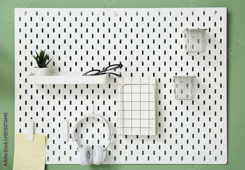 White pegboard with modern ...