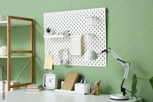 Modern workplace with stati...