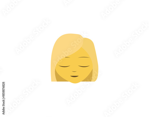 smiling woman head face eyes closed pleased pretty smile emoji symbol sign icon vector illustration isolated flat