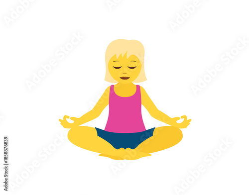 yoga mindfulness lotus position sitting down wellness emoji symbol sign icon vector illustration isolated flat meditation