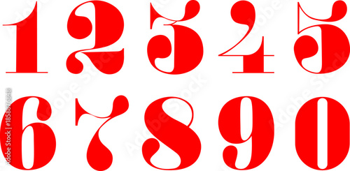 Educational numbers icons modern flat black white shapes