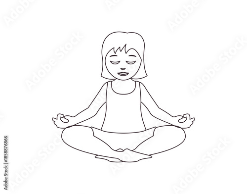 yoga mindfulness lotus position sitting down wellness emoji symbol sign icon vector illustration isolated flat meditation