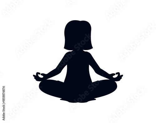 yoga mindfulness lotus position sitting down wellness emoji symbol sign icon vector illustration isolated flat meditation