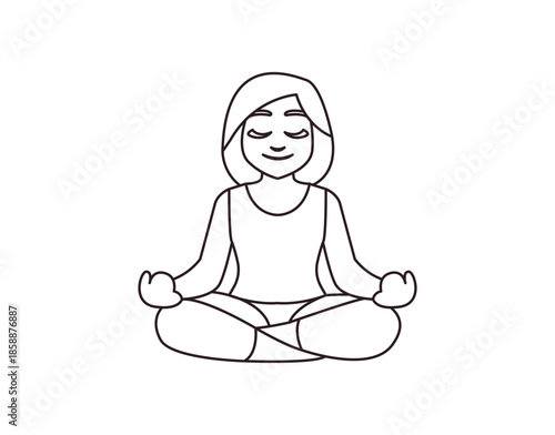 yoga mindfulness lotus position sitting down wellness emoji symbol sign icon vector illustration isolated flat meditation