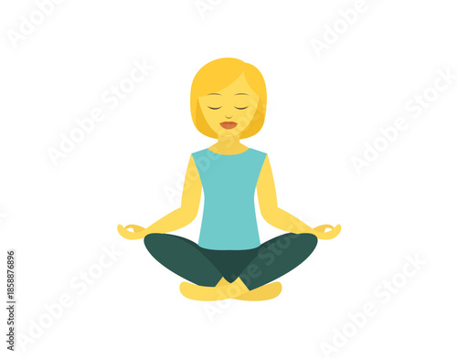 yoga mindfulness lotus position sitting down wellness emoji symbol sign icon vector illustration isolated flat meditation