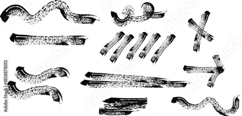 Collection of various black and white abstract shapes