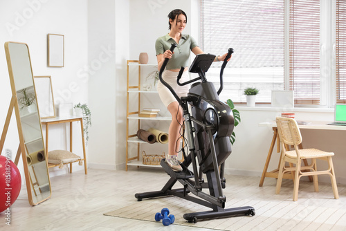 Sporty young woman training...