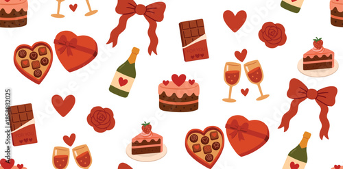 Seamless pattern. Valentine's Day. Festive treats. Valentine's Day pattern. Celebrate the holiday.