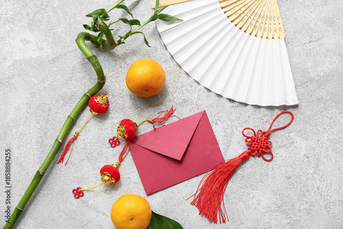Lunar new year flat lay wit...