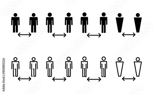 Social distance icon vector. social distancing sign and symbol. self quarantine sign