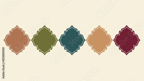 Islamic shape of door or window silhouette Arabic arch. Collection of patterns in oriental style. Frames in Arabic Muslim design for Ramadan Kareem. Vector mosque gate shape isolated on background
