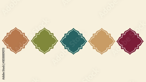 Islamic shape of door or window silhouette Arabic arch. Collection of patterns in oriental style. Frames in Arabic Muslim design for Ramadan Kareem. Vector mosque gate shape isolated on background