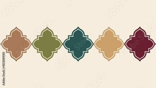 Islamic shape of door or window silhouette Arabic arch. Collection of patterns in oriental style. Frames in Arabic Muslim design for Ramadan Kareem. Vector mosque gate shape isolated on background