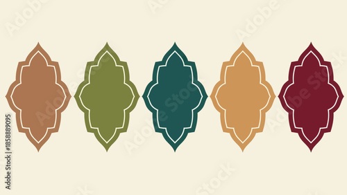 Islamic shape of door or window silhouette Arabic arch. Collection of patterns in oriental style. Frames in Arabic Muslim design for Ramadan Kareem. Vector mosque gate shape isolated on background