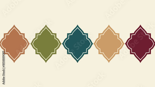 Islamic shape of door or window silhouette Arabic arch. Collection of patterns in oriental style. Frames in Arabic Muslim design for Ramadan Kareem. Vector mosque gate shape isolated on background