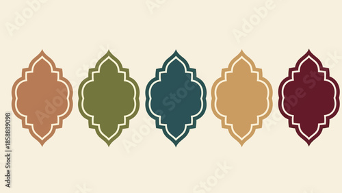 Islamic shape of door or window silhouette Arabic arch. Collection of patterns in oriental style. Frames in Arabic Muslim design for Ramadan Kareem. Vector mosque gate shape isolated on background